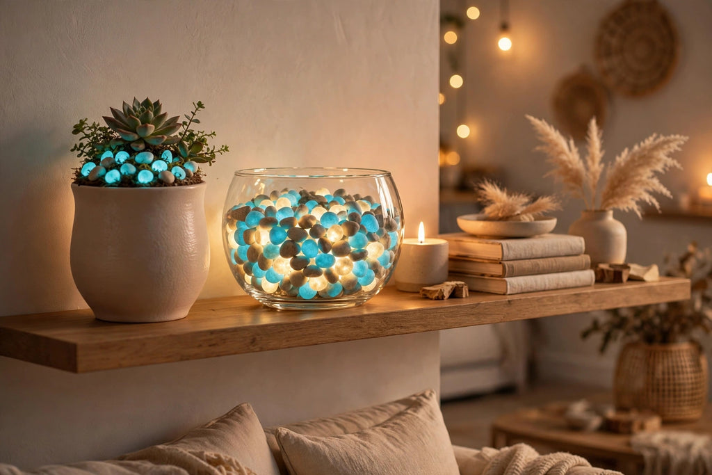 Garden Decor Luminous  Stones - Glow In Dark Pebbles (160 Pcs) -For Garden, Pathway & Fish Tank