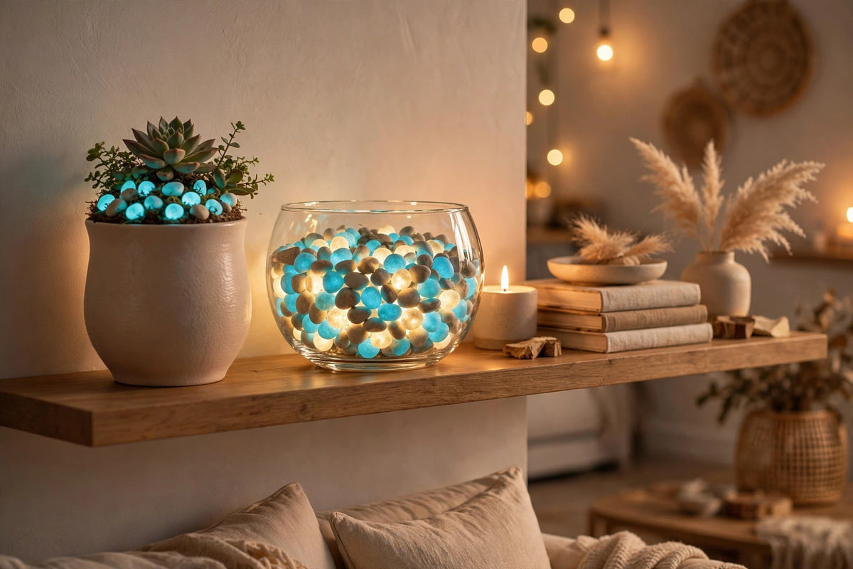 Garden Decor Luminous  Stones - Glow In Dark Pebbles (160 Pcs) -For Garden, Pathway & Fish Tank