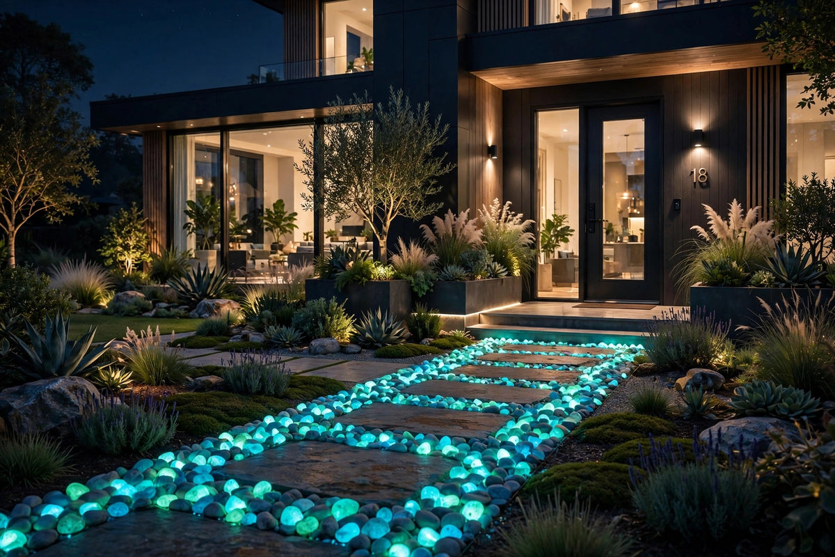 Garden Decor Luminous  Stones - Glow In Dark Pebbles (160 Pcs) -For Garden, Pathway & Fish Tank
