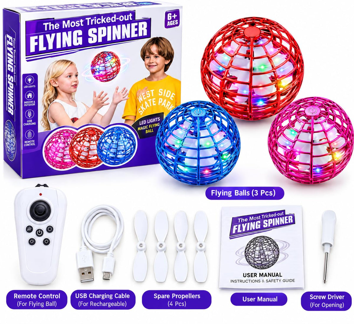 LED Flying Ball Toy with Vibrant RGB Lights