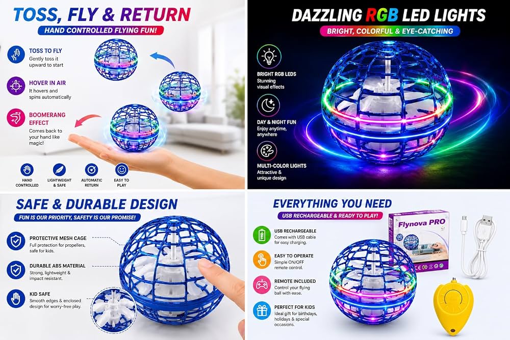 LED Flying Ball Toy with Vibrant RGB Lights